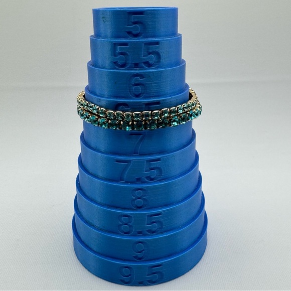 Gold Tone Teal Crystal Stretch Bracelet Set Rhinestone Stack Glam Sparkle - Picture 8 of 8